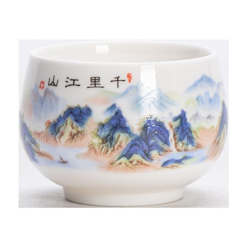 Suet jade porcelain master cup single cup like a duck to water Chinese ceramic tea personal tea cup business gifts