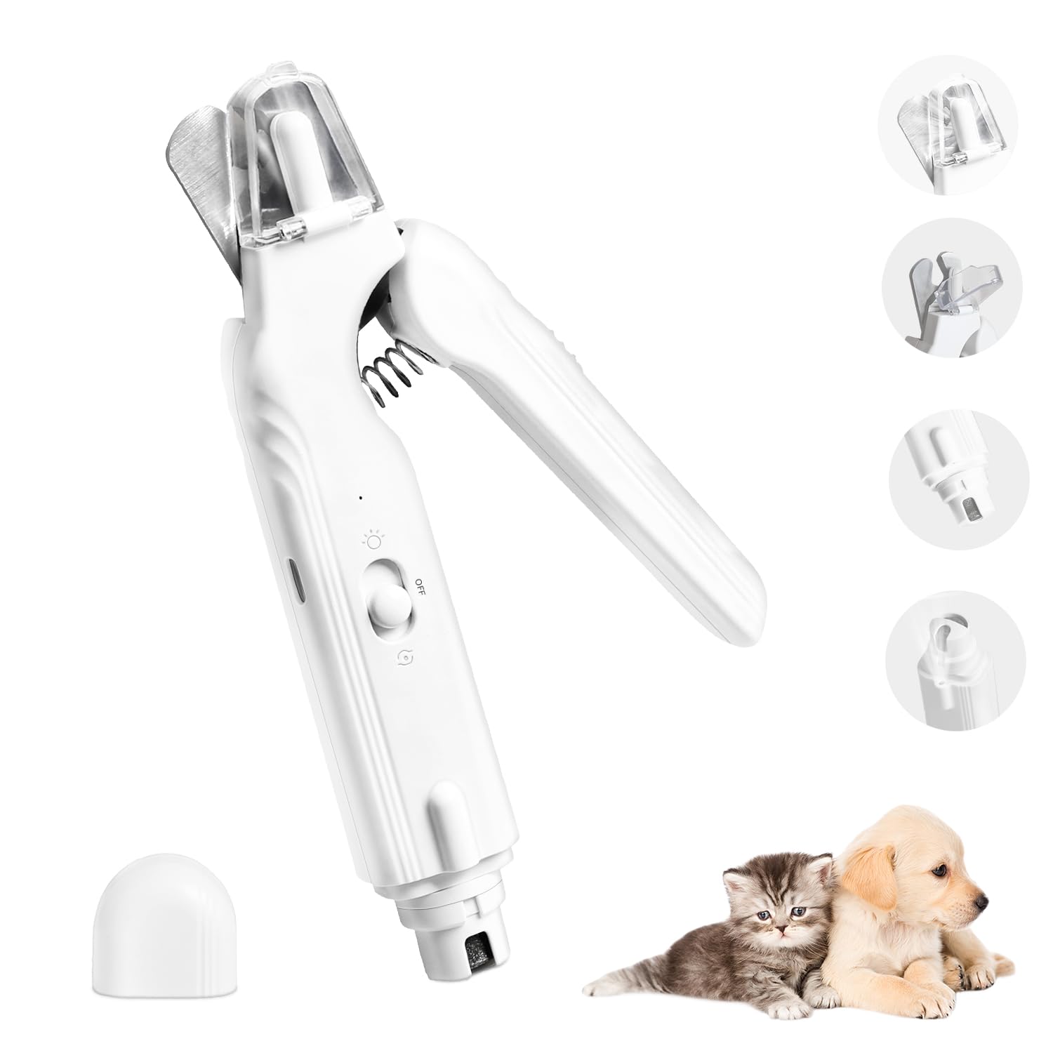 

anfei Кошачьи ногти Ножницы для ногтей для домашних животных для собак Подсветка для четкой Электрическая пилка для ногтей и точилка со светодиодной подсветкой Хранилище для ногтей Предотвращает врастание Тихие и безопасные белый