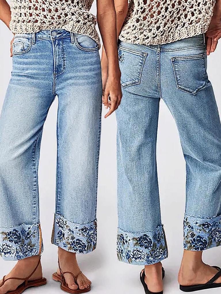 Women's Mid-Waist Straight Leg Embroidered Jeans - Popular Bestseller in Europe and America