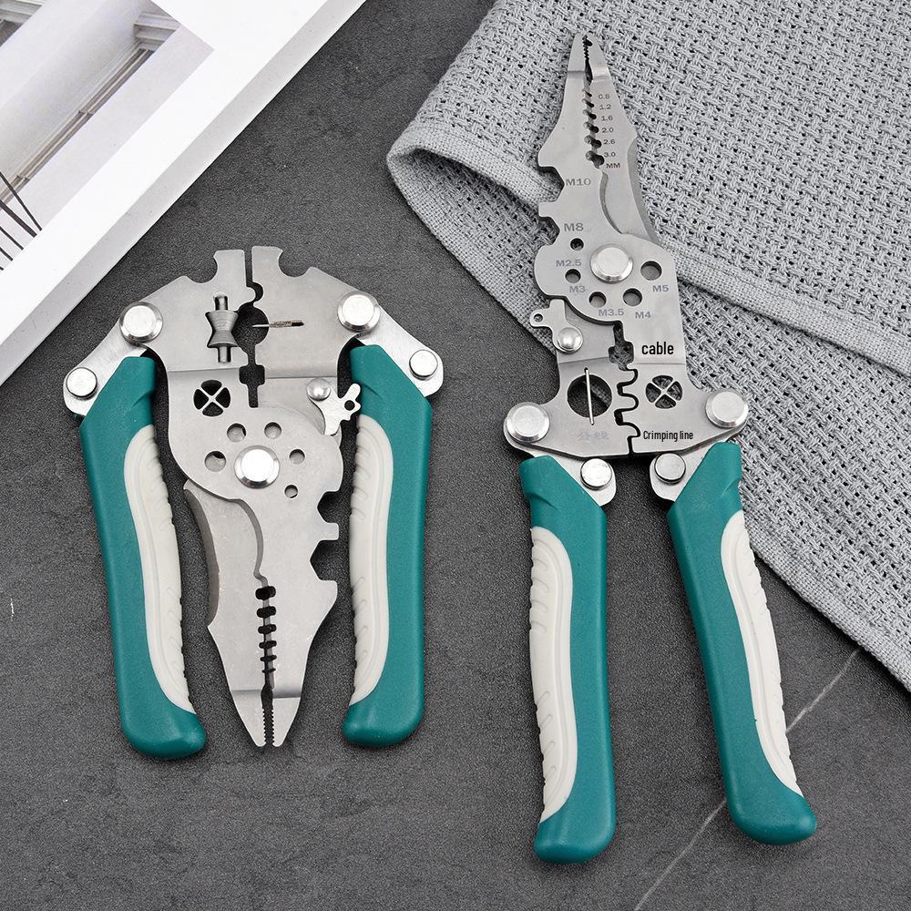 Multifunction Wire Stripper: Ideal for Splitting, Skinning, Crimping, Wrapping, and Cutting - Universal Electrician Pliers.