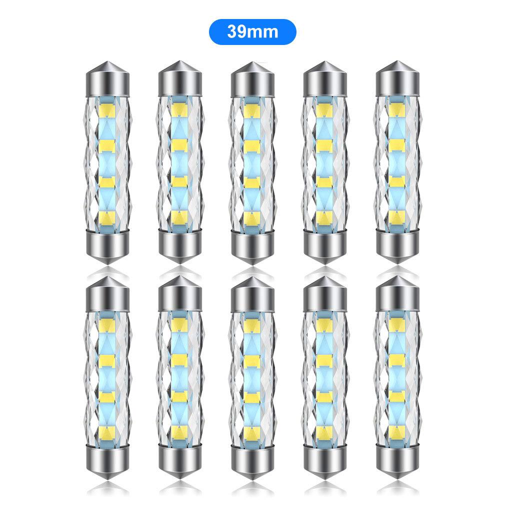 

10 шт. C5W LED Автомобильная Салонная Купольная Лампа для Чтения Фестонная 31мм 36мм 39мм 41мм Двусторонняя Подсветка Номерного Знака Лампы Багажника C10W 2835 8SMD 12В DC 6000K Белый 39mm