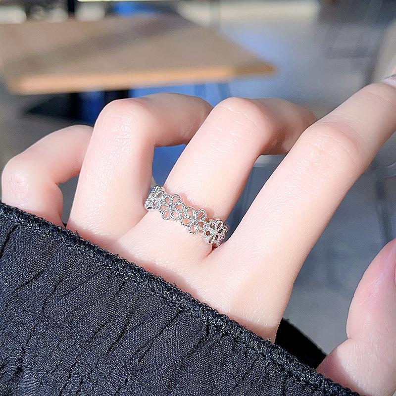 Black Drip Glaze Open Ring Enamel Niche High-End Design Index Finger Ring Fashion Personalized Ring Adjustable opening