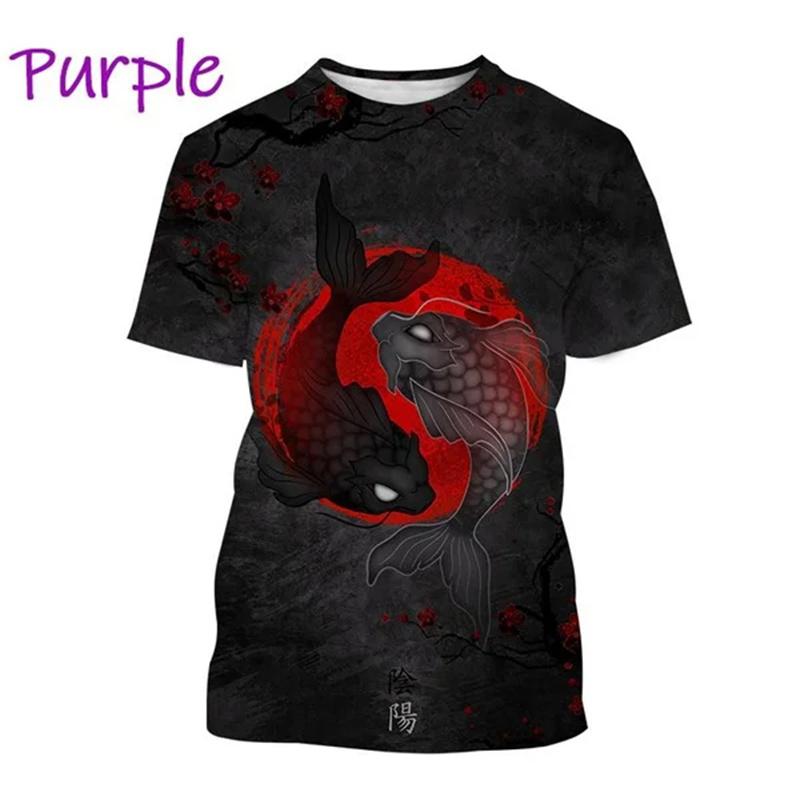 Yin Yang Koi Dragon Tai Chi Pattern 3D Print Men's T-Shirt Streetwear Brand Quick-Dry Sports Short-Sleeve Top
