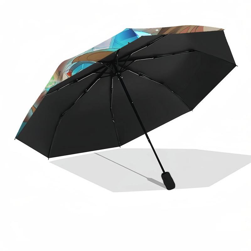 1pc Mega Man Automatic Folding Umbrella, 3-Fold Design, 8-Bone Frame, Outdoor for Fans, Travelers, Daily Use, Gift Idea.Y069