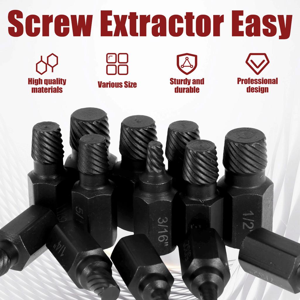 26/13/10Pcs Damaged Screw Extractor Bolt Nut Extractor Set Drive Rusted Screw Remover Tool Broken Screw Stud Removal Kit