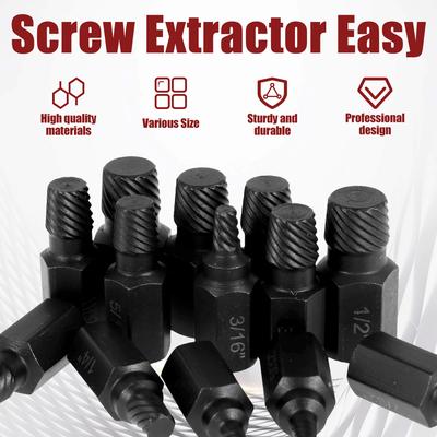 26/13/10Pcs Damaged Screw Extractor Bolt Nut Extractor Set Drive Rusted Screw Remover Tool Broken Screw Stud Removal Kit