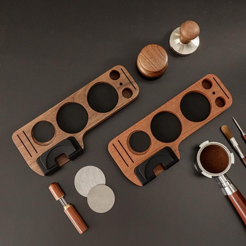 Drewniana Stacja Ubijaka Akcesoria do Kawy Uchwyt na Narzędzia do Kawy Drewniana Stacja Ubijaka Materiał Drewniany Prezent dla Miłośników Kawy