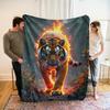 1pc Flame Tiger Blanket - Soft Flannel-like Texture, All-Season Luxury Bedspread/Throw - Machine Washable Polyester - Perfect Gi