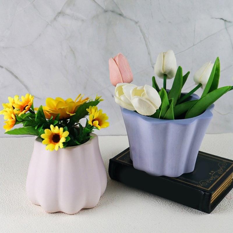 DIY Flower Pots Silicone Mold Lace Waved Vase Ornaments Mold Home Decorations Succulent Resin Mold DIY Handmade Crafts