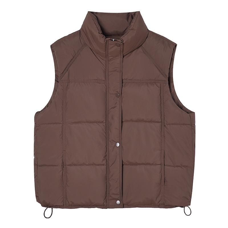 Down cotton vest women's autumn and winter new college loose cotton vest solid color vest jacket
