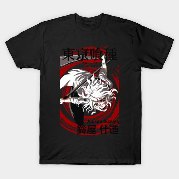 Men Black Print T-shirt Super Large TShirt Suzuya Juuzou Tokyo Ghoul No-Cut Transfer Paper Print Cotton Tshirt