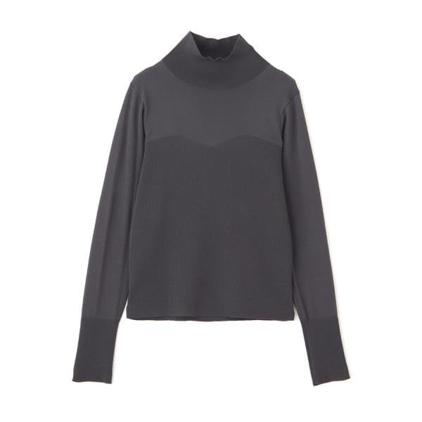 N Natural Beauty Charcoal Turtleneck Sweater with Bustier Trim Basic Women's