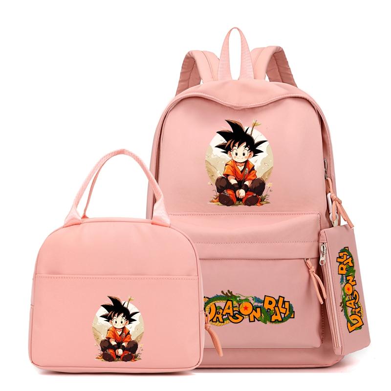 3Pcs/set Anime Dragon Ball Backpack with Lunch Bag for Girl Boy Back To School Bookbag Schoolbag Men Women Travel Bag Mochila