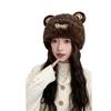 Cute Little Bear Women's Plush Hat In Autumn and Winter Plush New Korean Knitted Hat  Versatile Warmth and Thick Ears