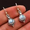 Huitan Aesthetic Imitation Moonstone Dangle Earrings for Women Bohemia Style Flower Earrings Anti Silver Color Vintage