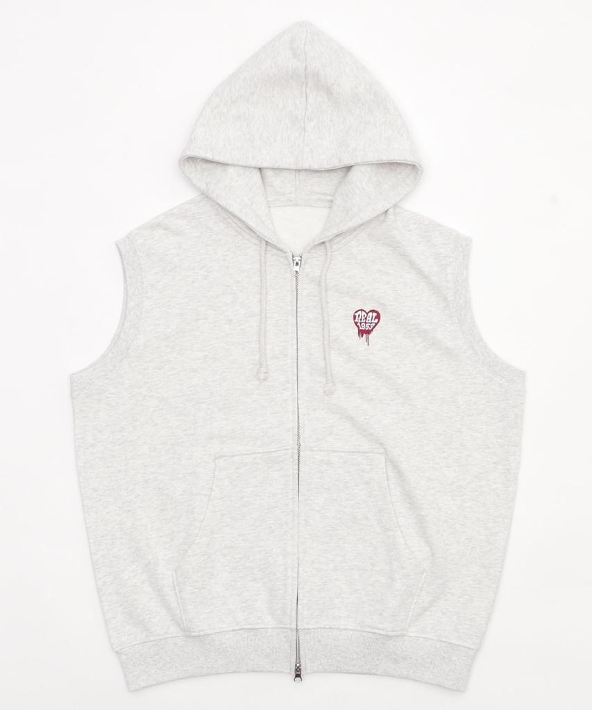 WEGO Sleeveless Zip Summer Size Ash Gray One-Point Hoodie, Clothing, Gift, Unisex, Men's, M,