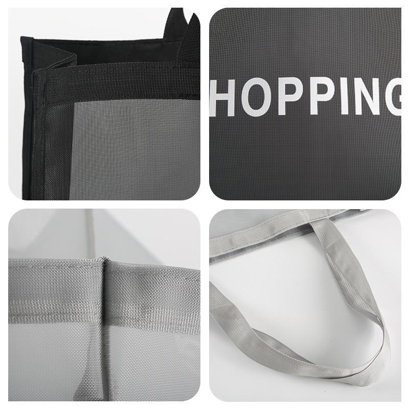 Korean Style Large Capacity Black Nylon Mesh Shopping Bag with Custom Logo 25x35x10