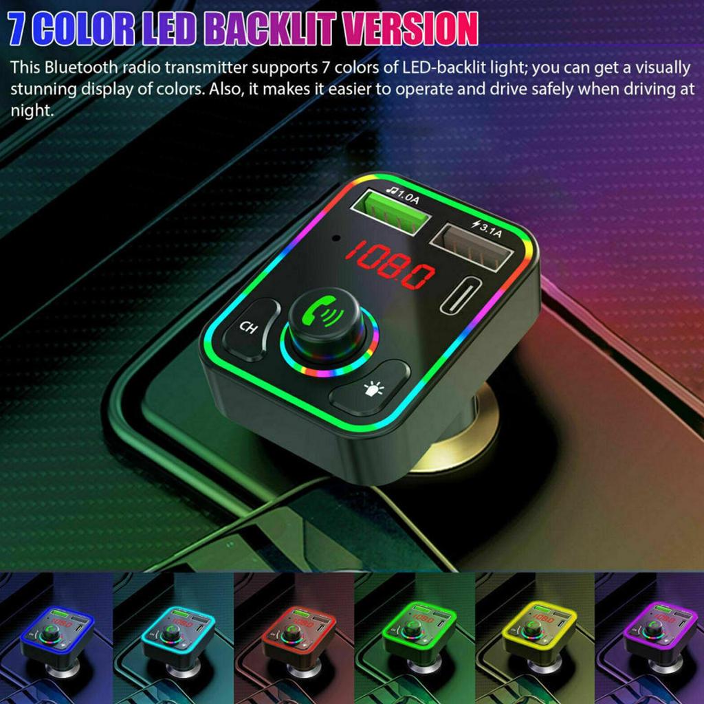 Bluetooth 5.0 FM Transmitter Car Kit Adapter Hands-Free LED Display And Charger PD Fast Player Modulator Auto With Mp3 Fm V9W6