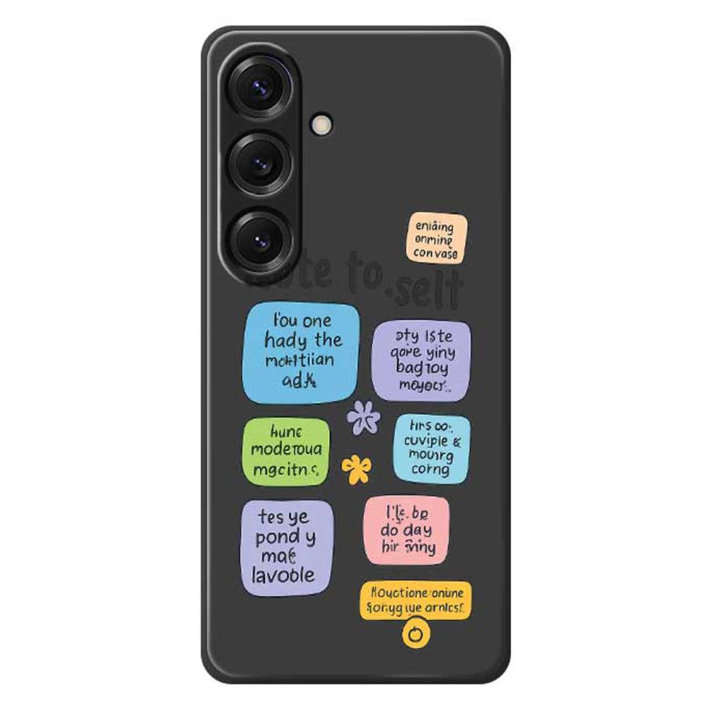 

Для Samsung Galaxy S25 Чехол Цветной узор из липких заметок Печать Прямой край ТПУ Задняя крышка для телефона Black