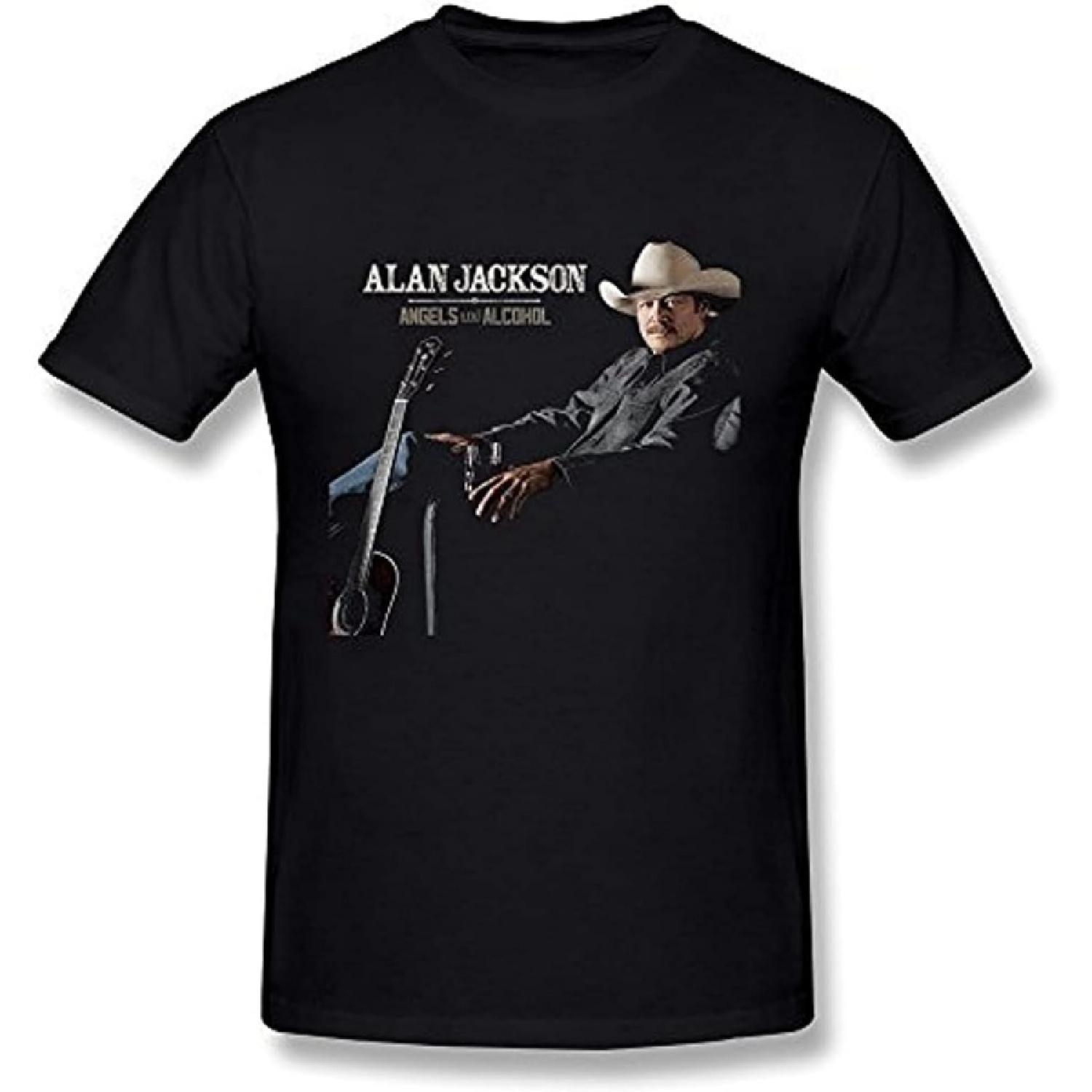 

MXCAPITAL Alan Jackson Angels and Alcohol Black Mens T-Shirt Graphic Unisex Tee(1) XXXXXL чорний