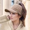 Women'S Lightweight Knit Ponytail Beanie - Stretchy, Warm Winter Hat with Ear Flaps and Drawstring, Ideal for Outdoor Activities, Beanie Hiking