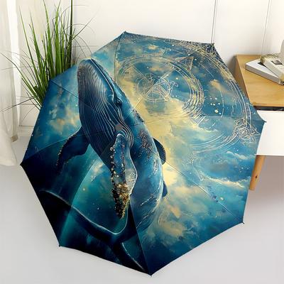 1pc Whale Dreamcatcher Automatic Opening/Closing Umbrella, Portable Folding Design, Iron Frame Outdoor, Unique Festival Gift for Fans & Travelers.V096
