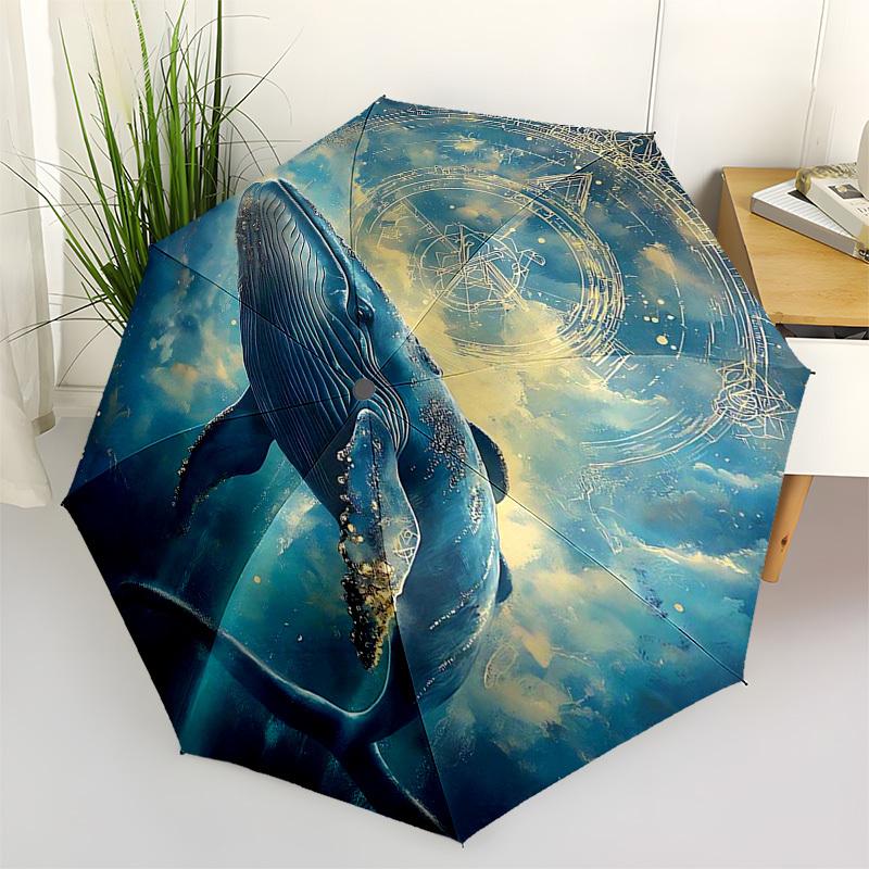 1pc Whale Dreamcatcher Automatic Opening/Closing Umbrella, Portable Folding Design, Iron Frame Outdoor, Unique Festival Gift for Fans & Travelers.V096