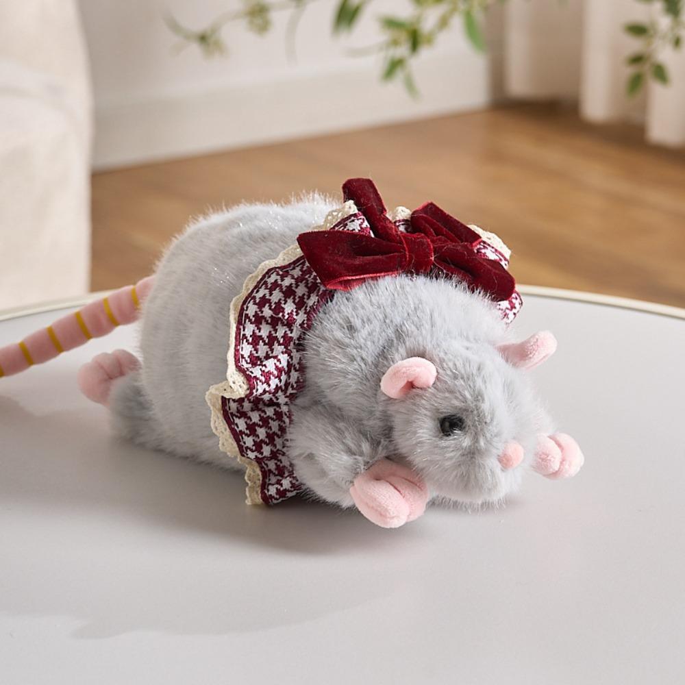 Floral Dress Fluffy Mouse Stuffed Simulation Stuffed Rat Creative Plush Mouse Doll Kids Toy