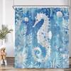 Ocean Animal Shower Curtain Blue Whale Dolphin Seahorse Marine Life Nature Bathroom Decor Sea Poltester Bath Curtain with Hook