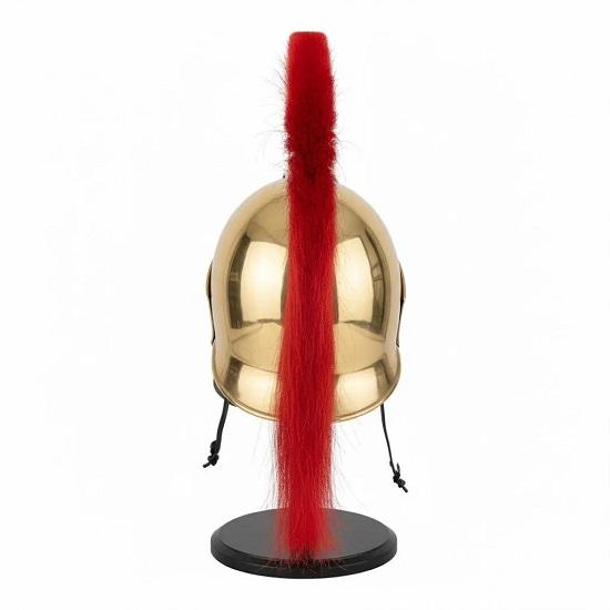 King Leonidas Golden Spartan Helmet, Red Plume Greek Warrior Armor, 300 Movie Cosplay Helm, Medieval Greek Collectible