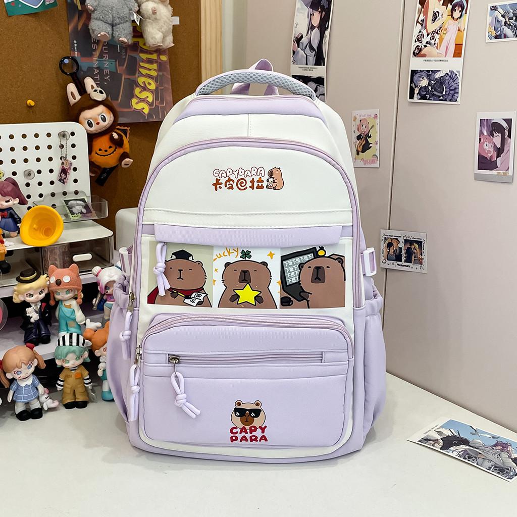 Capacity Kids Large Backpack With Cartoon Capybara Print Designs School For