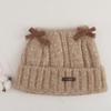 Melange Yarn Double Lace Bows Beanie Cuffed Design Warm Winter Beanie  Daily Fashion