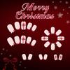 Christmas Glitters Press On Nail 24pcs Red French Manicure Short Square Fake Nail Shine Surfaces For Gift Giving Season