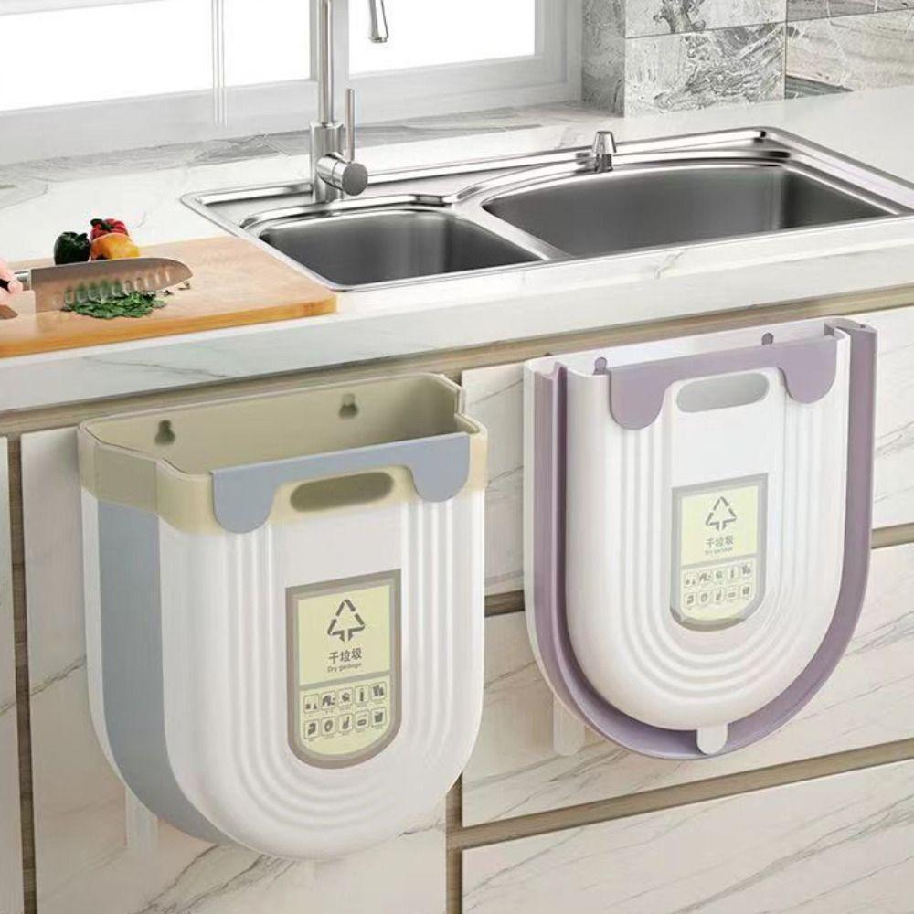 2PCS Collapsible Kitchen Cabinet Waste Bin 6/10 L Garbage Box Hanging Kitchen Trash Can  Study