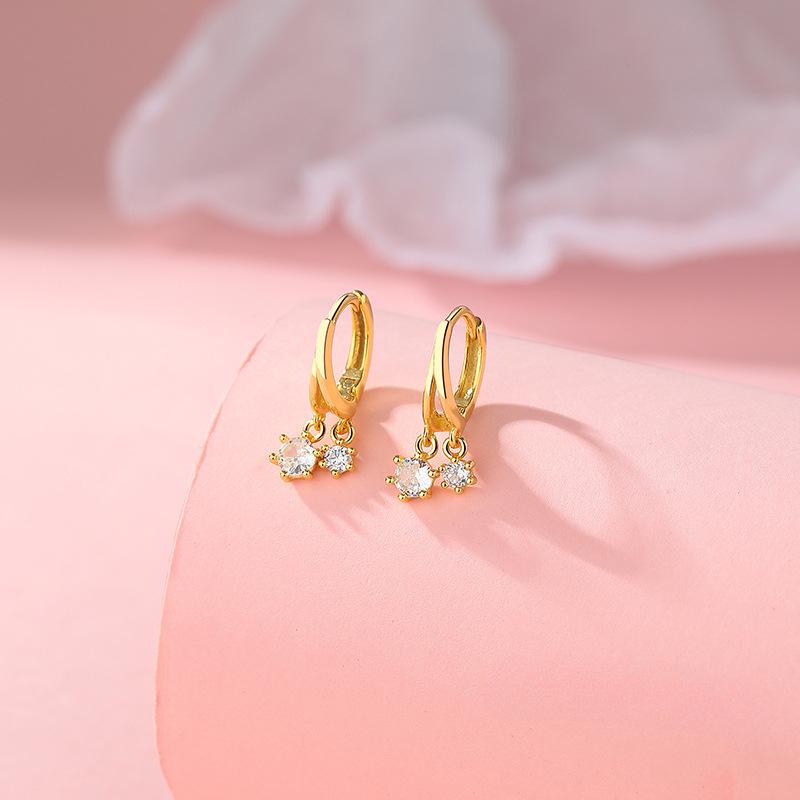 New Ear Buckles Inlaid with Zirconium Diamonds Simple and Cute Mini Shiny Earrings