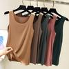 Summer New Korean Ribbed Cotton Seamless Round Neck Tank Top Women Slight Stretch Plus Size Basic Layering Camisole