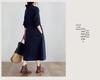 2025 Autumn Korean Style Cotton-Linen Polo Collar Elegant Long Sleeve Shirt Dress
