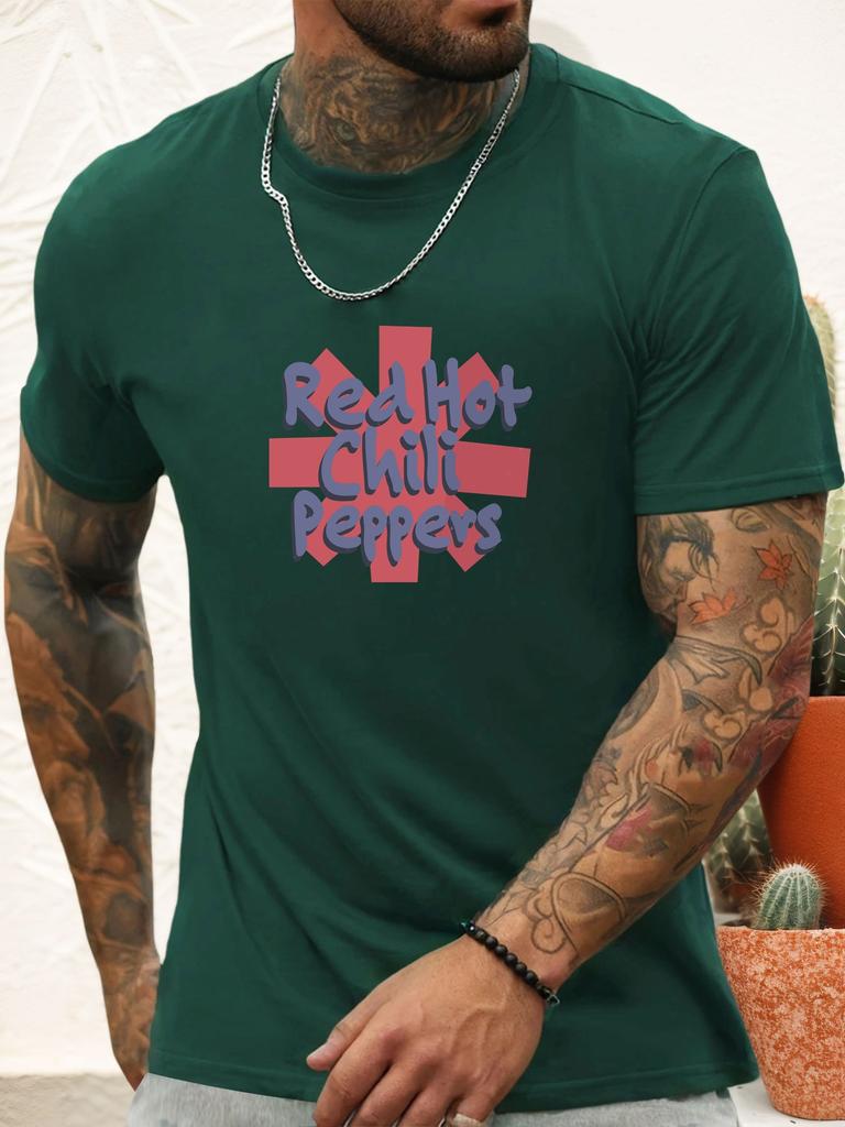 Short Sleeve TShirt Red Hot Chili Peppers Mens 100 Cotton Pattern Printed Shirt Summer Round Neck Breathable Casual Cool Tee