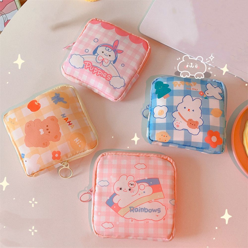 1Pcs Waterproof Sanitary Pads Pouch Tampon Napkin Storage Bag Coin Purse Bag Travel Makeup Lipstick Kawaii Data Cables Organizer