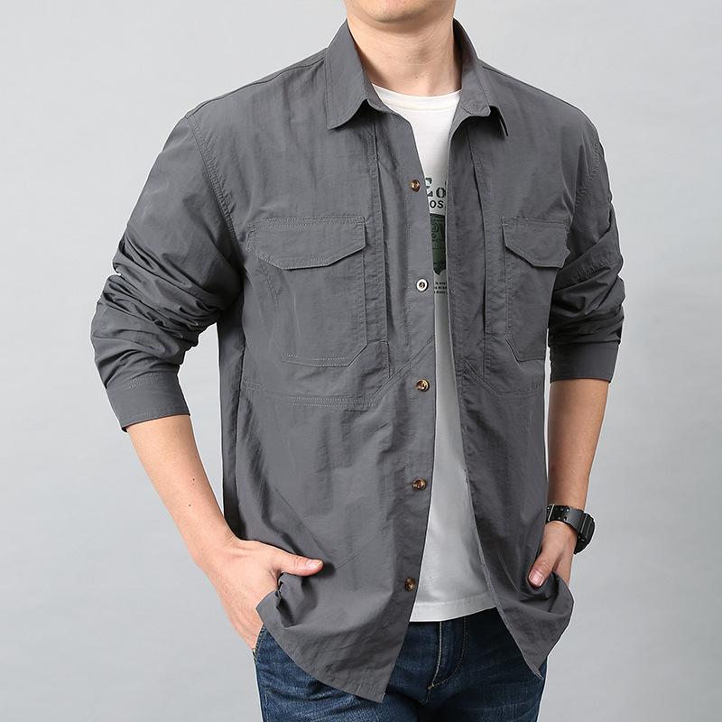 

Весна Осень Тактические рубашки Мужские Рабочие Рубашки с Длинным Рукавом Уличные Боевые Многокарманные Быстросохнущие Карго Кемпинг Рубашки с Длинным Рукавом S