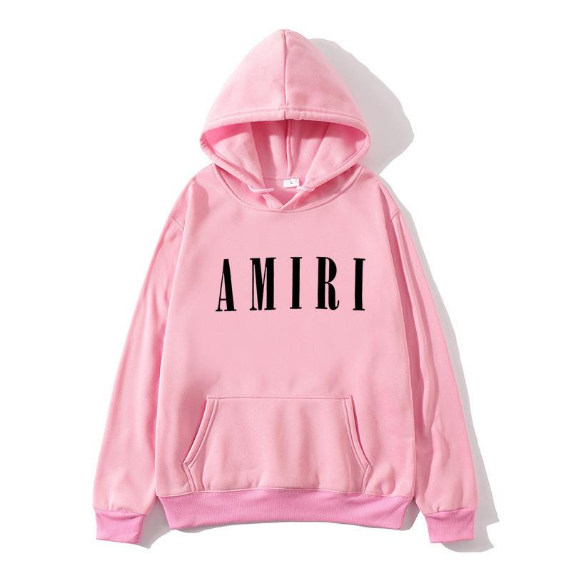 Autumn Winter Fleece Men's Amiri Hooded Loose Fit Trendy Brand Hoodie