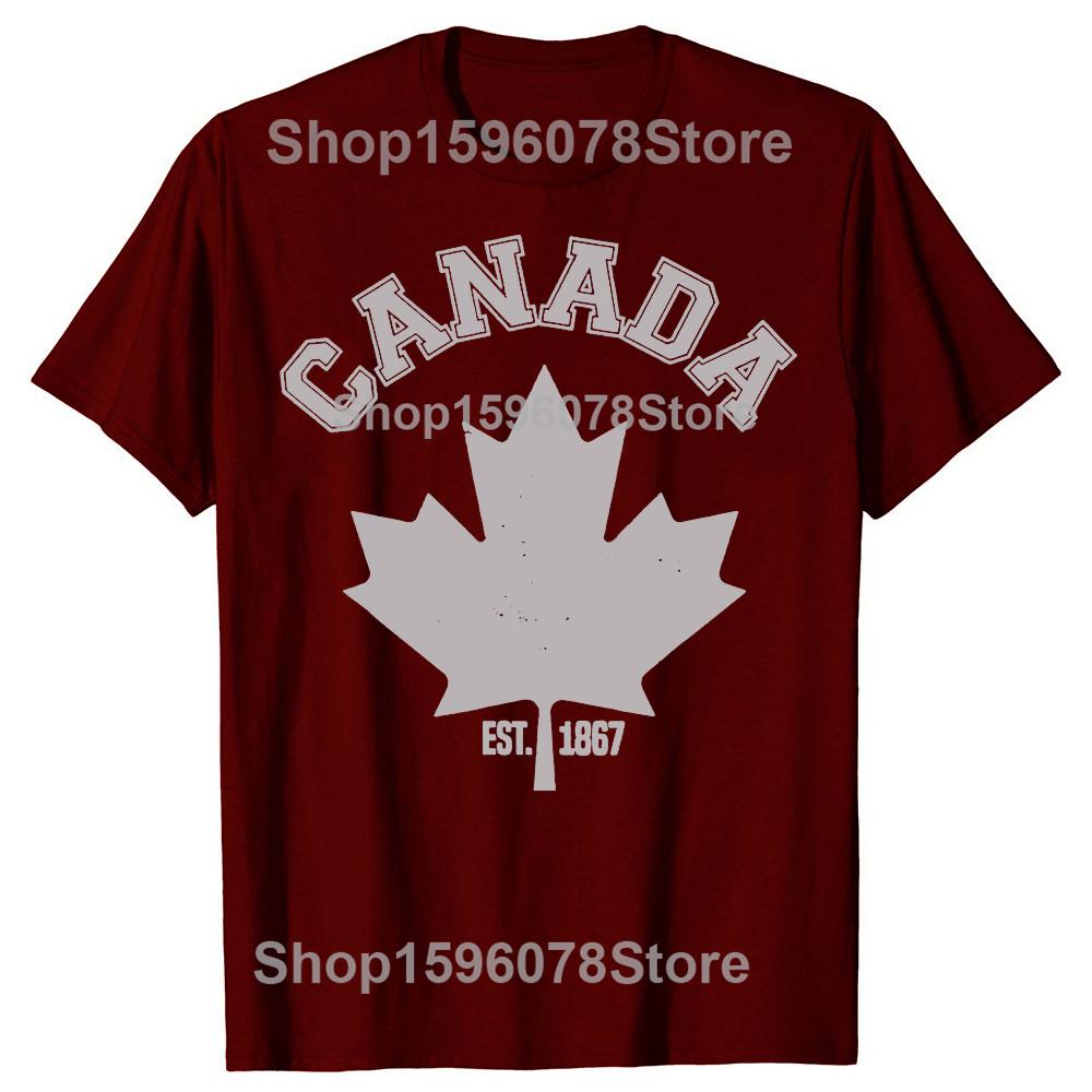 Lustiges Kanada EST 1867 Ahornblatt Flagge Liebe Grafik T-Shirt Herren Damen Hip Hop Übergroßes T-Shirt 100% Baumwolle Komfort T-Shirts