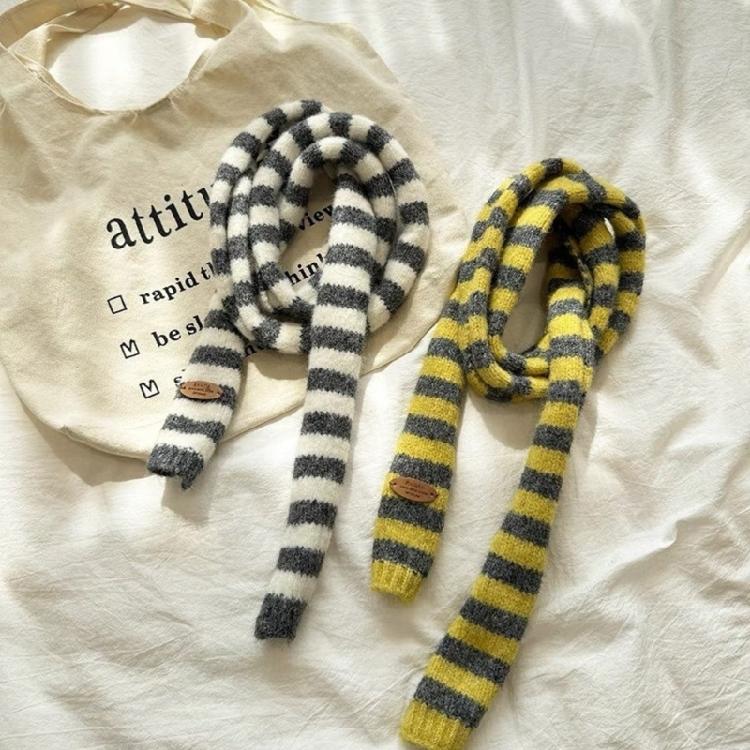 Fashion Thin Scarf Lightweight Striped Pattern Long Muffler Unisex Neckerchief Winter Accessory For Layered Outfits