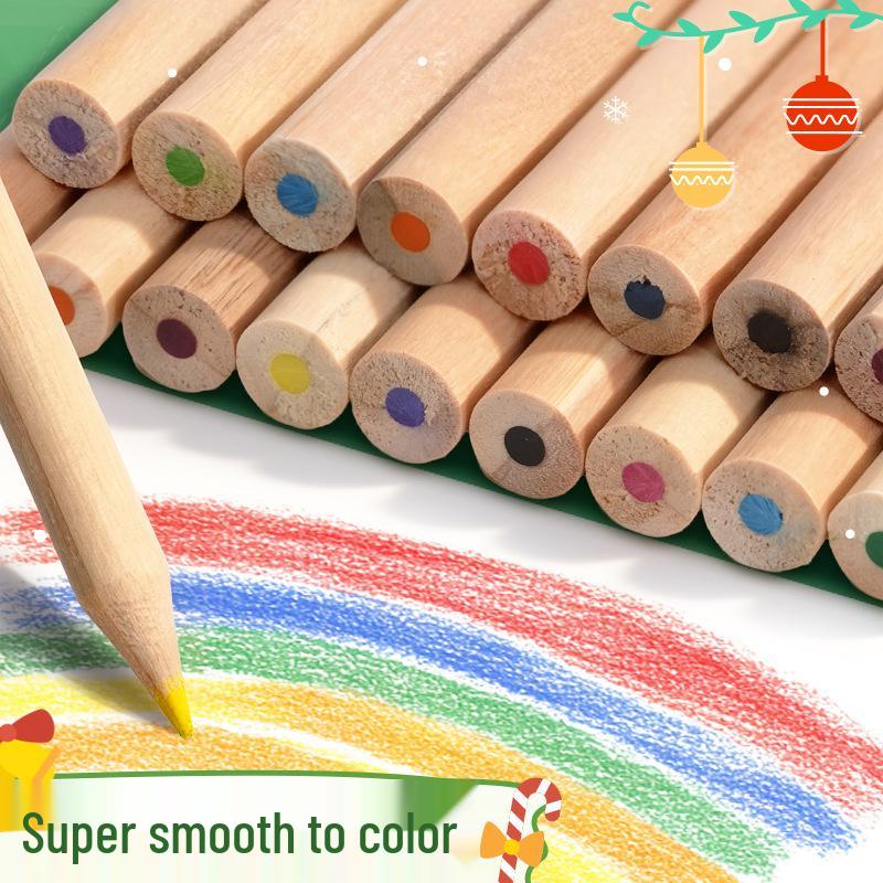 Cartoon Christmas Colored Pencils - 12 Colors in Tube with Sharpener for Kids