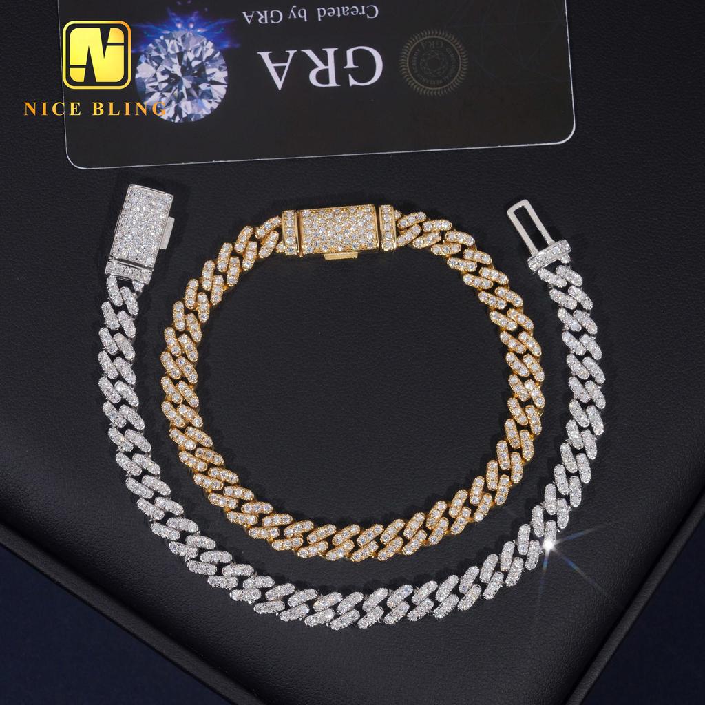 6mm Diamond Custom Iced Out Cuban Link Chain 925 Sterling Silver Moissanite Necklace Hip Hop Jewelry Necklace Bracelet