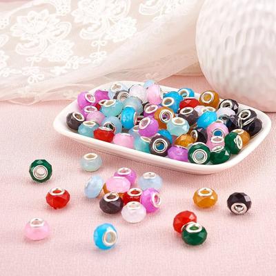 12/30/60pcs European Beads Large Hole 5mm Mix Colors Resin Slide Charms Loose Spacers Random for Bracelet Snake Chains Jewelry DIY
