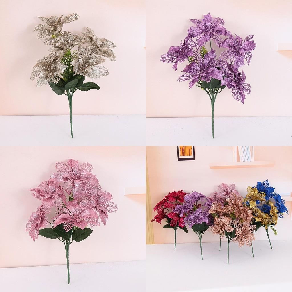 Christmas Flower Bouquet Holiday Decor With Faux Petals For Home Festive Celebration