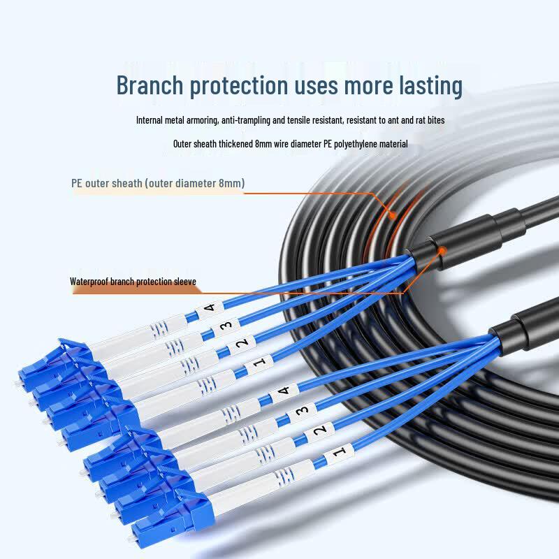 SAMZHE Outdoor Armored Single-Mode Fiber Optic Cable 4-Core LC-LC
