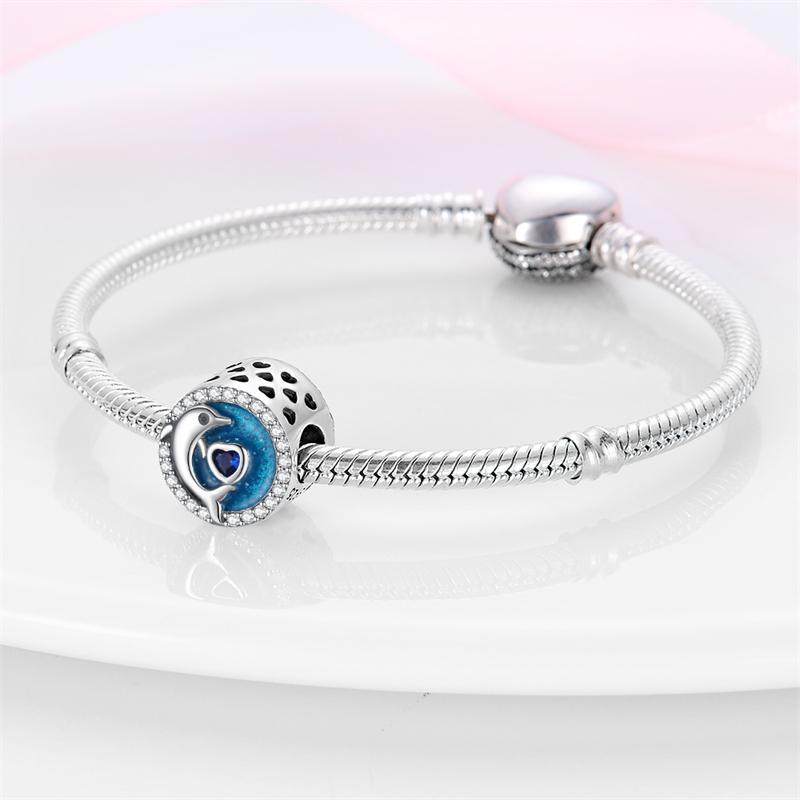 Genuinecopper Evil Eye Blue Zircon Round Lucky Charms Beads Fit Pandachoriginal Bracelets Fine Diy Birthday Jewelry