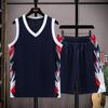 Set Completo Basket da Uomo Traspirante in Rete Scollo a V Senza Maniche Top Pantaloncini Abbigliamento Sportivo Squadre Universitarie Allenamento
